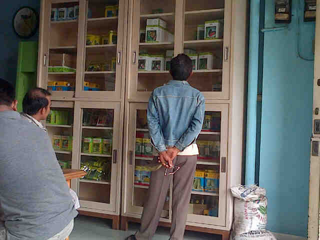 Petani Lagi Memilih Ragam Produk Benih Di Etalase Toko Buyung Mas Indramayu (MB+PM+BCA+Tanindo+TAP+Sri Tani).